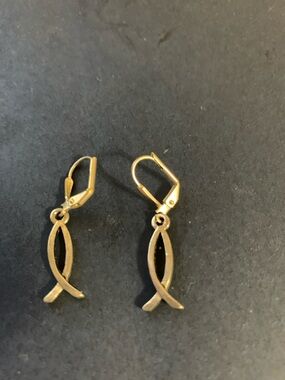 Silver-Tone  Fish Symbol Drop Earrings - Women Jewelry